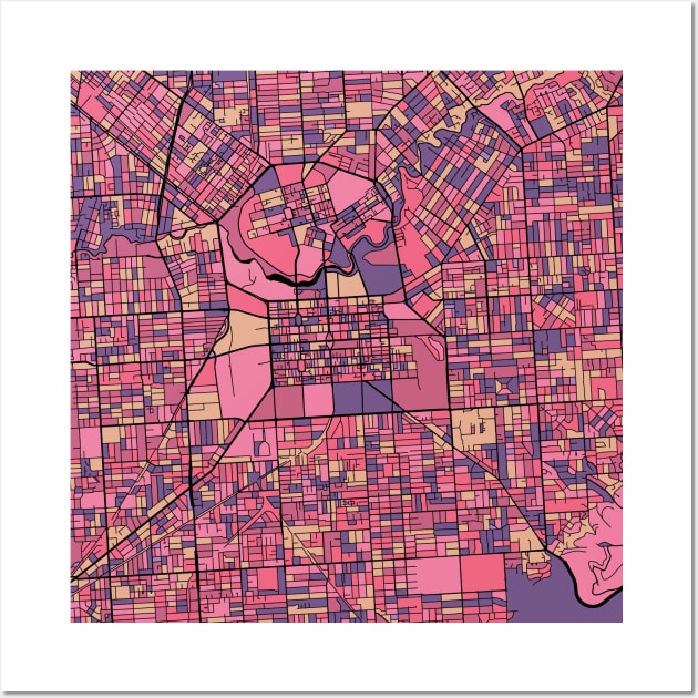 Adelaide Map Pattern in Purple & Pink Wall Art by PatternMaps